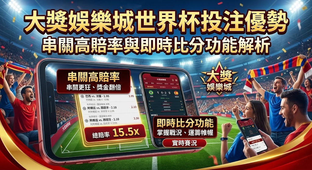 大獎娛樂城世界杯投注優勢：串關高賠率與即時比分功能解析
