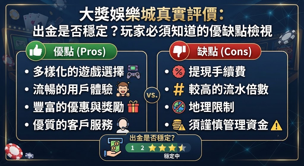 出金是否穩定?玩家必須知道的優缺點檢視